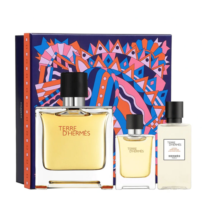 Set Hermès Terre D`Hermes Parfum 75ml + Edp 12,5ml + After Shave Lotion 40ml - Kozmo - 3346130422839